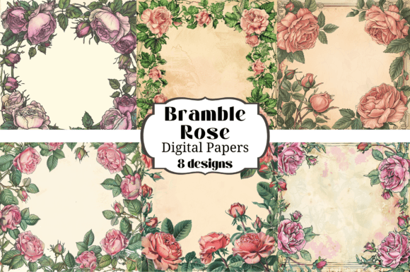 8 Bramble Rose Digital Paper Backgrounds: Elevate Your Craft Projects