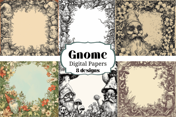 8 Old Gnome Digital Paper Backgrounds: Unlock Whimsy