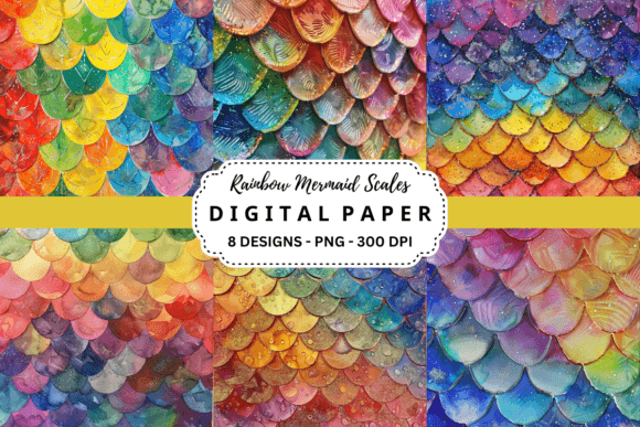 Enchanting Rainbow Mermaid Scales Backgrounds