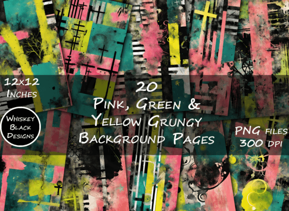 Grungy Pink Teal & Yellow Backgrounds: A Fresh Take on Spring Craft Textures