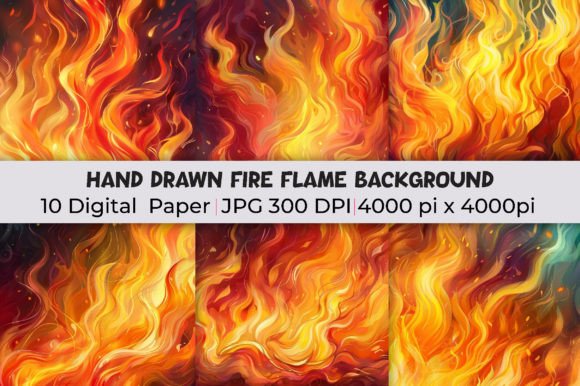 Ignite Your Visuals with Hand-Drawn Fire Flame Backgrounds