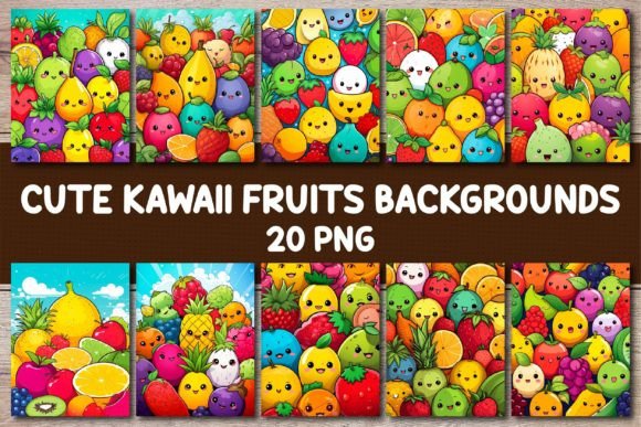 Sweeten Your Designs with Kawaii Fruits Backgrounds