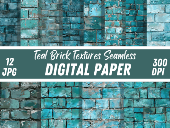 Teal Grid Bricks Textures: A Modern Digital Asset