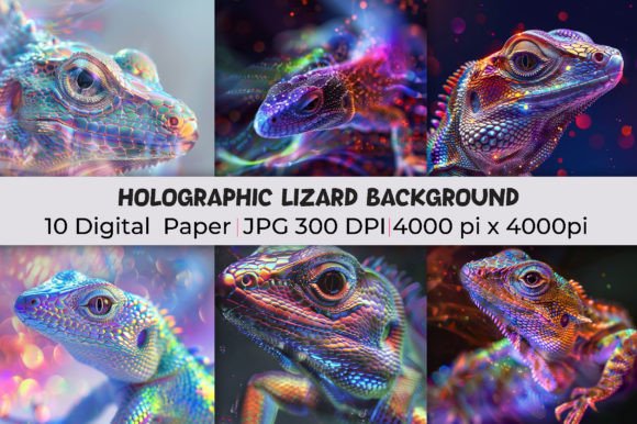Transform Your Designs with Holographic Lizard Backgrounds