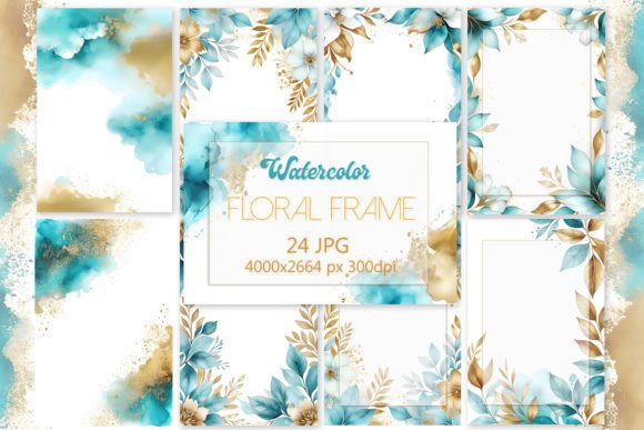 Turquoise & Gold: Elevate Designs with Floral Frames